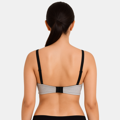 Envie Padded Non Wired Moulded 3/4th Coverage T-shirt Bra - NVB1140 (Grey Melange Black)