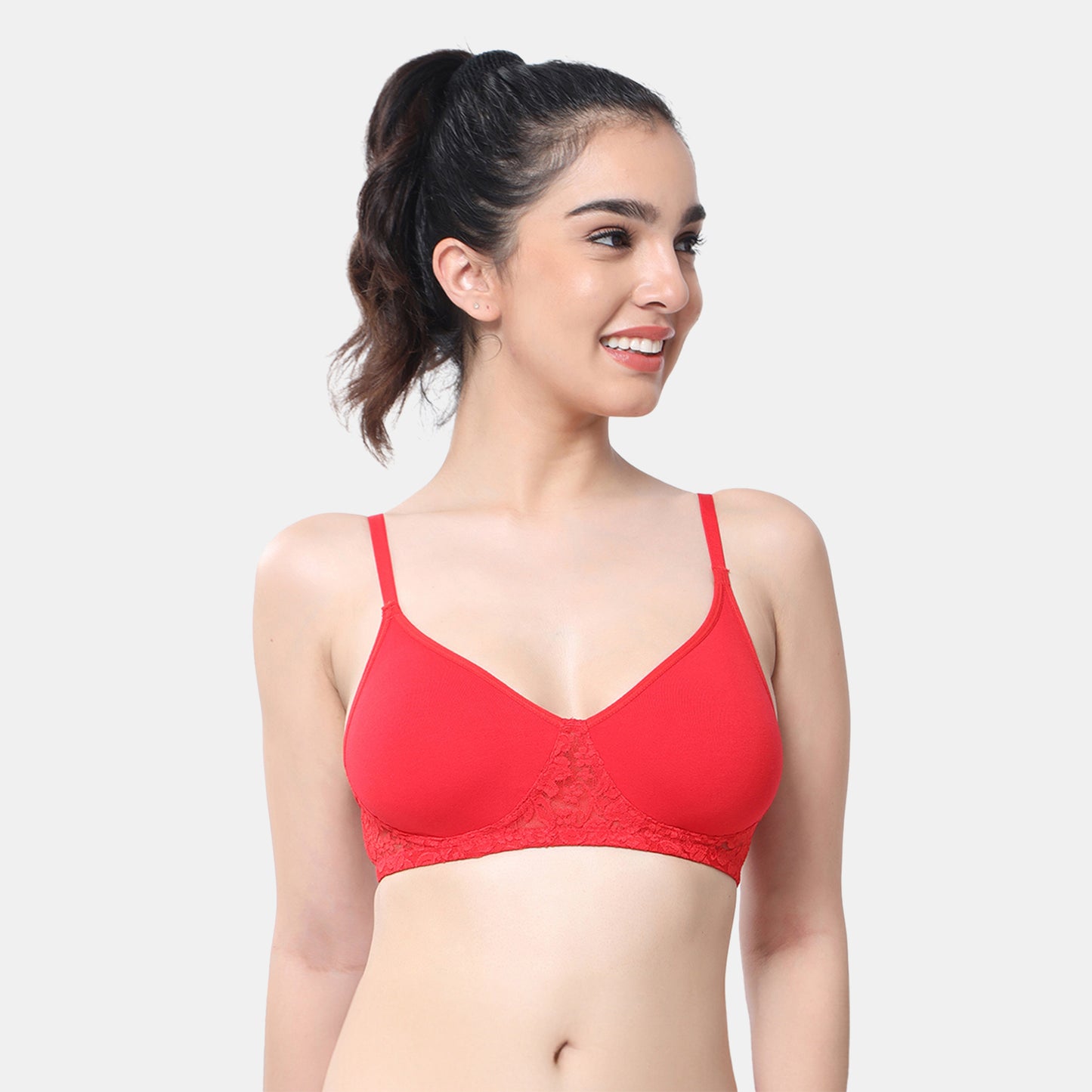 Envie Non-Padded Non-Wired 3/4th Coverage T-Shirt Lace Bra - NVB1090