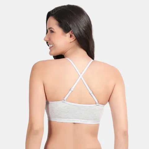 Soft comfortable girls bra grey melange Envie 3/4th coverage non wired non padded lightweight beginners bra for teens