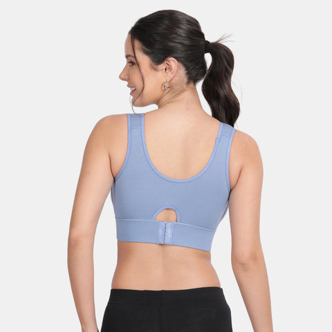 Envie Padded Non-Wired Full Coverage Sports Bra With Removable Padding - NVB1127 (Blue)