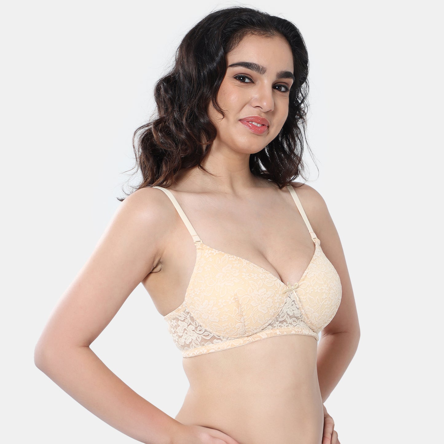 Envie Padded Non-Wired 3/4th Coverage T-Shirt Lace Bra - NVB1118