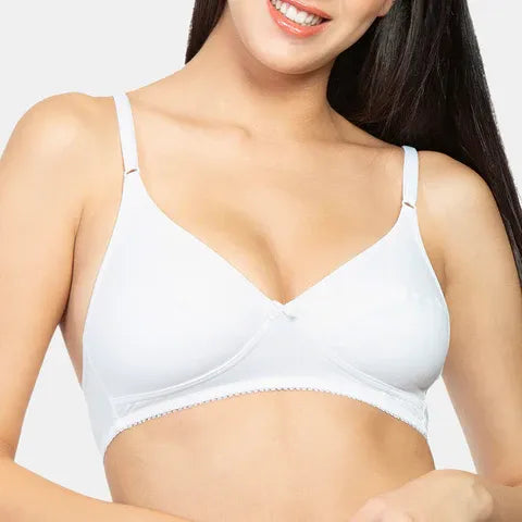 Non padded non wired minimiser bra Envie NVB1001 white breathable fabric everyday support bra for women
