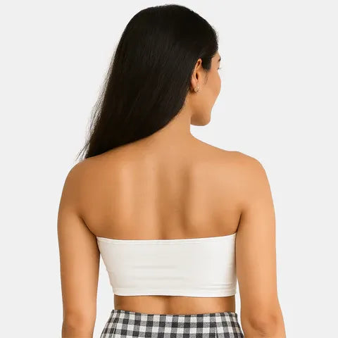 Envie bandeau bra non padded non wired medium coverage NVB1144 white strapless seamless comfort bra for women