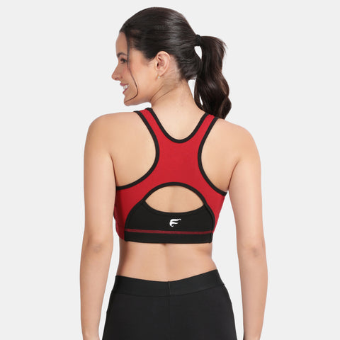 Envie Padded Non-Wired Full Coverage Sports Bra - NVB1051 (Maroon Black)