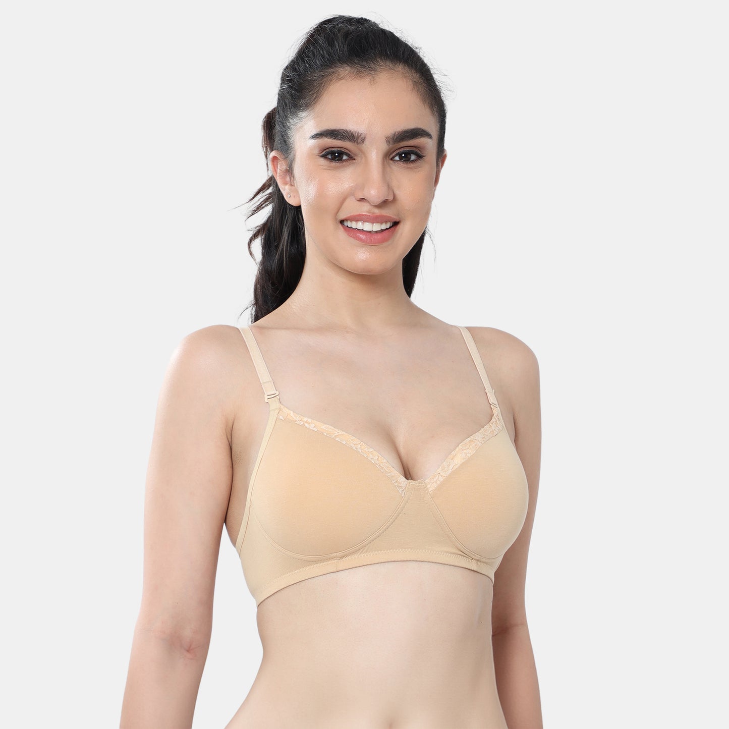 Envie Padded Non-Wired 3/4th Coverage T-Shirt Lace Bra - NVB1115