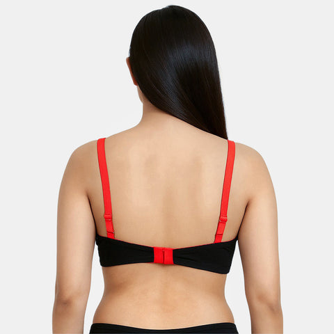 Envie Padded Non Wired Moulded 3/4th Coverage T-shirt Bra - NVB1140 (Black Red)