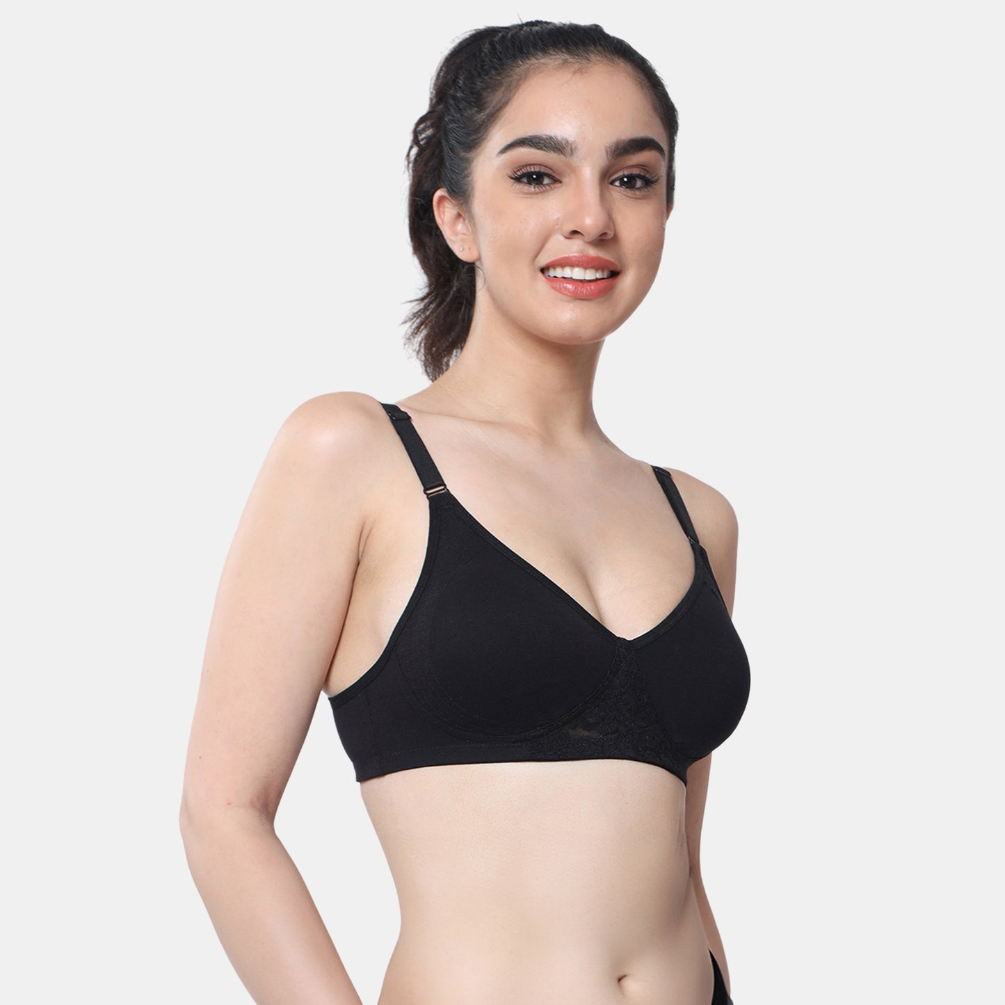 Envie Non-Padded Non-Wired Full Coverage T-Shirt Lace Bra - NVB1088