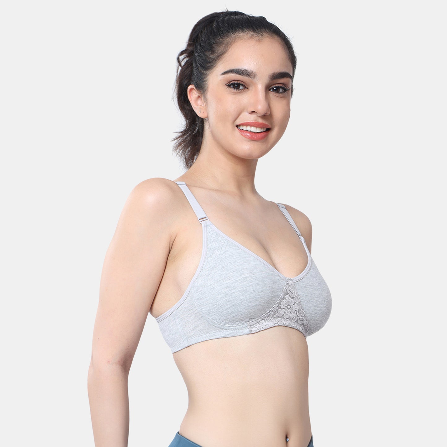 Envie Non-Padded Non-Wired Full Coverage T-Shirt Lace Bra - NVB1088