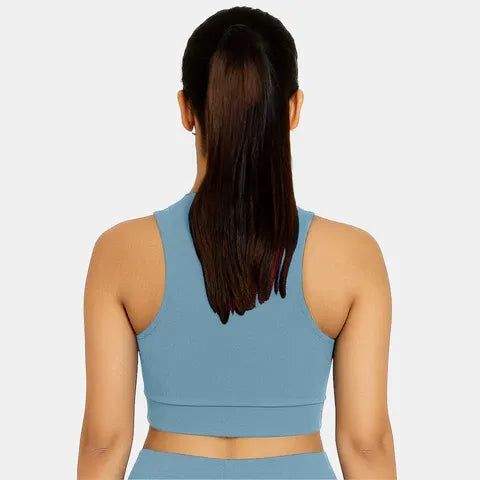 Padded full coverage sports bra in airforce shade by Envie for low to medium impact workouts and daily activewear