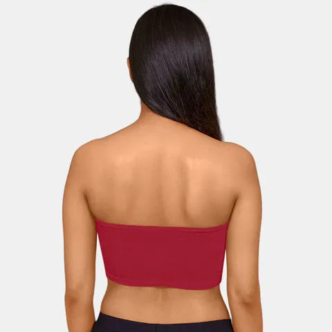 Best dark maroon bandeau bra India Envie NVB1144 non padded non wired medium coverage strapless bra for western wear