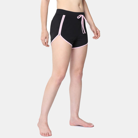 Envie Dualtone Relaxed Fit Dolphin Shorts - NVS5023 (Black Light Pink)