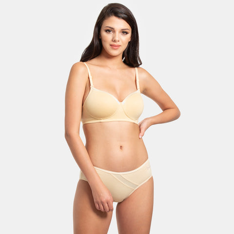 Envie Padded Non-Wired 3/4th Coverage T-Shirt Bra - NVB1007 (Beige)