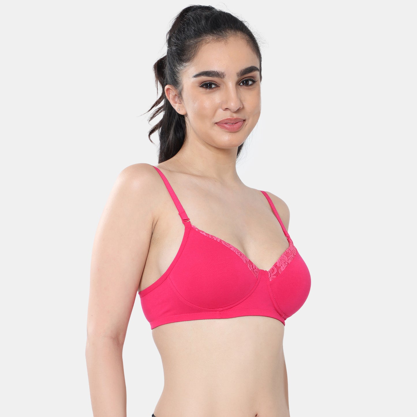 Envie Padded Non-Wired 3/4th Coverage T-Shirt Lace Bra - NVB1115