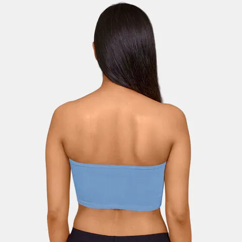 Seamless blue bandeau bra Envie medium coverage lightweight comfortable bra for tube tops and dresses