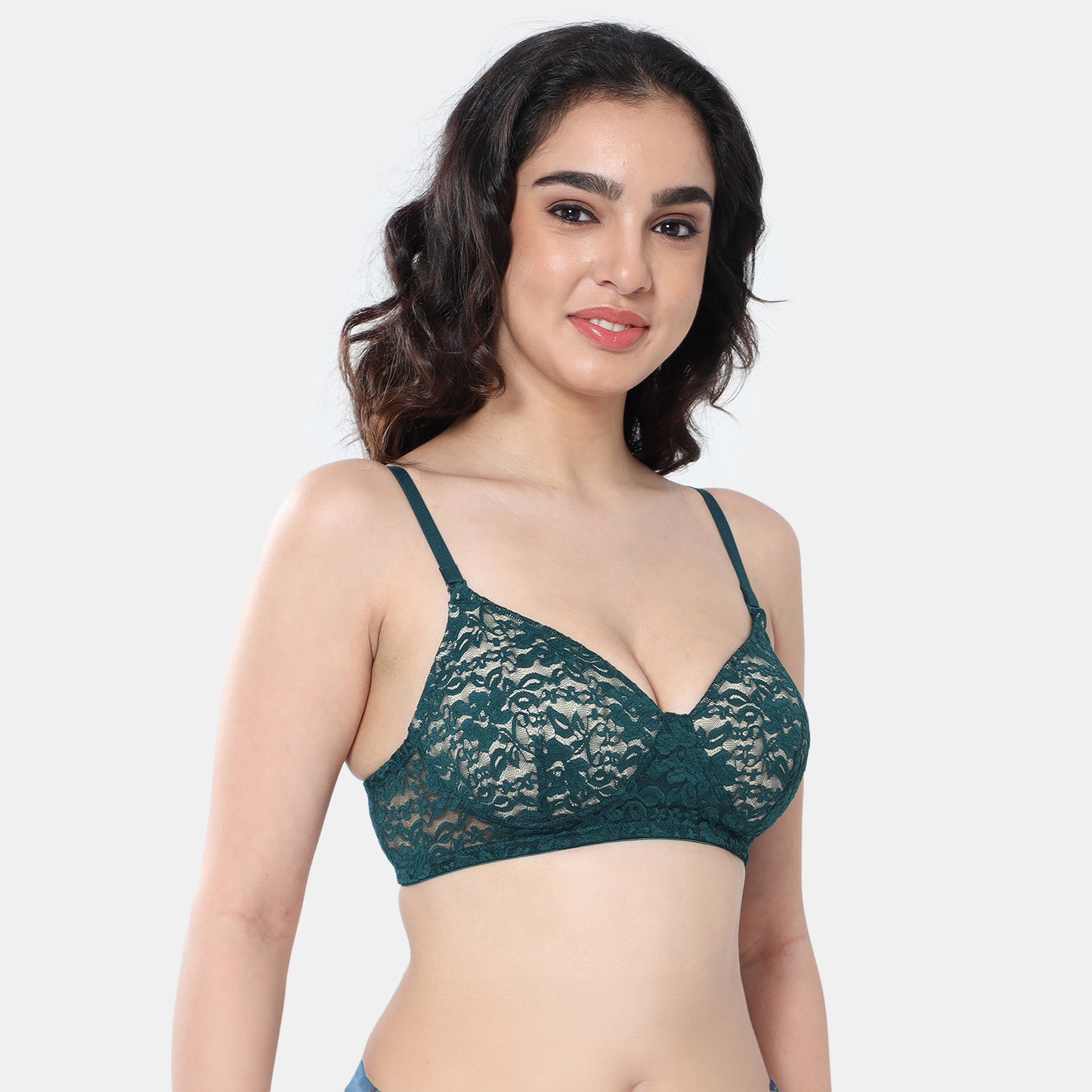 Envie Padded Non-Wired 3/4th Coverage T-Shirt Lace Bra - NVB1118