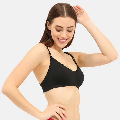 Black t shirt bra Envie non wired non padded full coverage seamless bra invisible under clothes daily wear