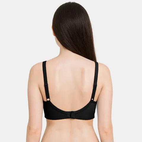 Black seamless T-shirt bra non padded non wired 3/4th coverage daily wear bra