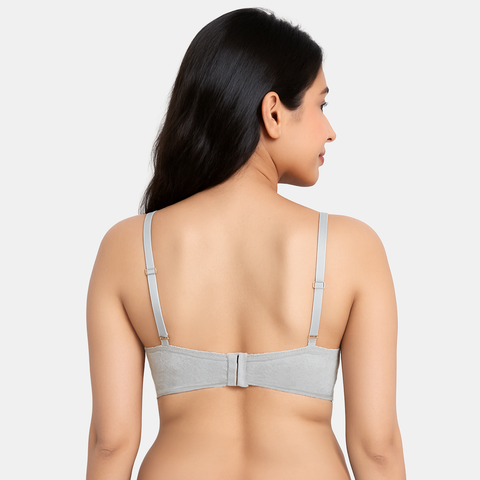 Envie Padded Non-Wired 3/4th Coverage Lace Bra - NVB1151 (Grey Melange)