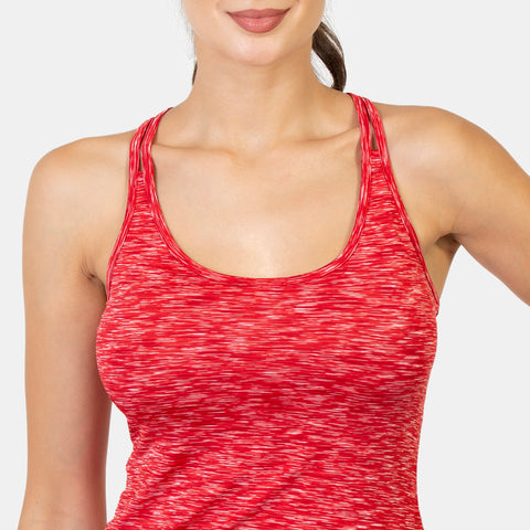 Envie Athletic Fit Round Neck Short Length Tank Top - NVC3011 (True Red)
