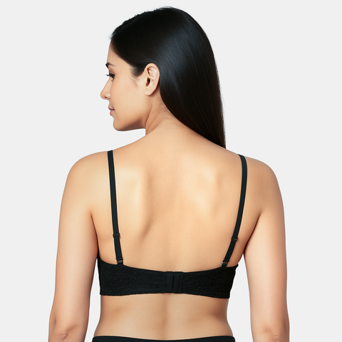 Envie Padded Wired 3/4th Coverage Push-Up Lace Bra - NVB1146 (Black Red)