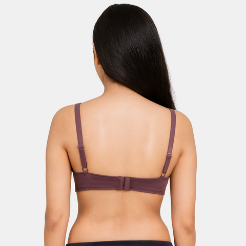 Envie Padded Non-Wired 3/4th Coverage Lace Bra - NVB1151 (Dark Purple)