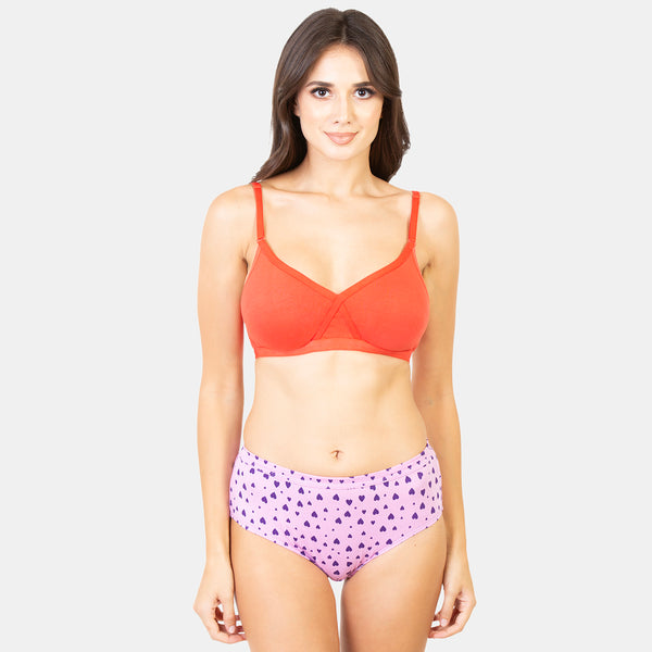 Envie Non-Padded Non-Wired 3/4th Coverage T-Shirt Bra - NVB1040 (Coral Red)