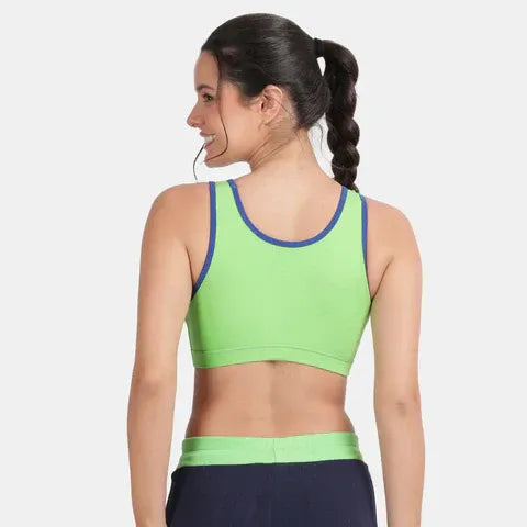 Envie full coverage sports bra green sapphire NVB1055 non wired non padded breathable fabric stretch support activewear bra