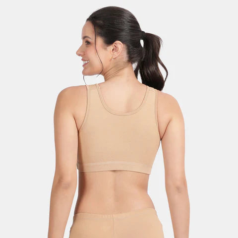 Envie full coverage sports bra skin color NVB1055 non wired non padded breathable fabric stretch support activewear bra