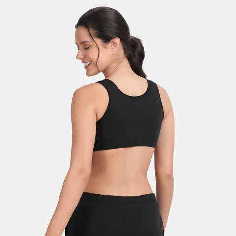 Black sports bra Envie non padded non wired full coverage comfortable gym workout bra for daily activewear