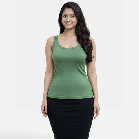 Envie Regular Fit U-Neck Short Length Tank Top - NVC3006 (Fair Green)