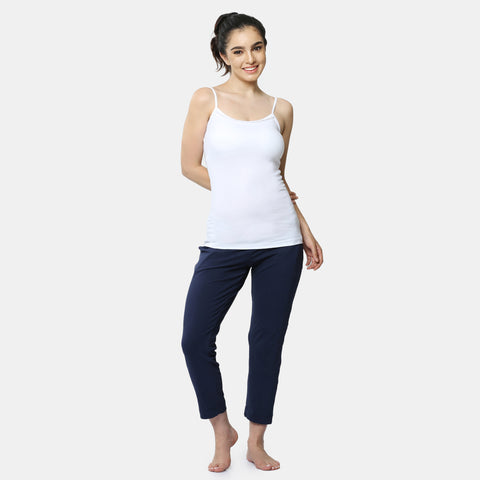 Envie Regular Fit Round Neck Short Length Lace Neckline Camisole - NVC3026 (White)