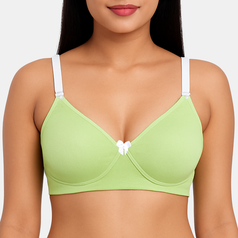 Envie Padded Non Wired Moulded 3/4th Coverage T-shirt Bra - NVB1140 (Fair Green White)
