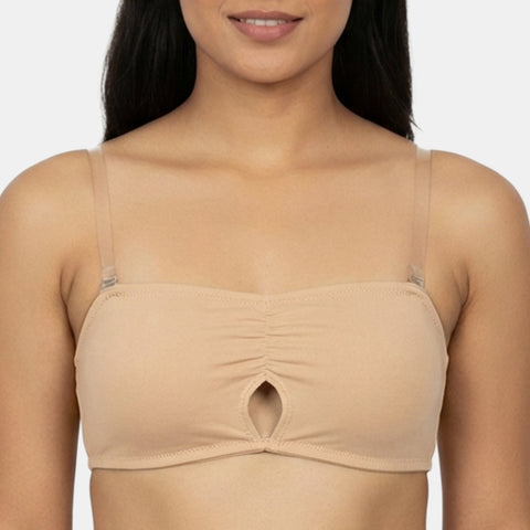 Envie Medium Coverage Bandeau Bra with Transparent Back- NVB1141 (Nude)