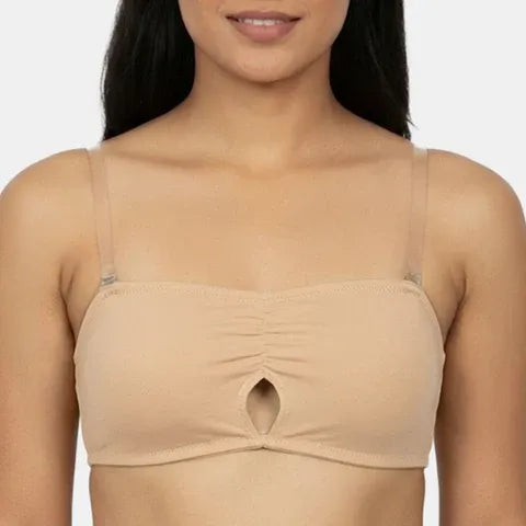 Seamless nude bandeau bra Envie medium coverage transparent back lightweight invisible fashion bra for western outfits
