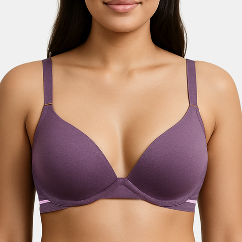 Envie Padded Wired Demi Cup Bra (Pack of 2) - NVBDEMI (Grey Melange - Dark Purple)