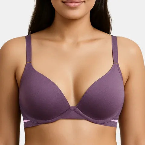 Women’s padded wired 3/4th coverage bra combo in dark purple light purple and grey melange for a shaped comfortable fit