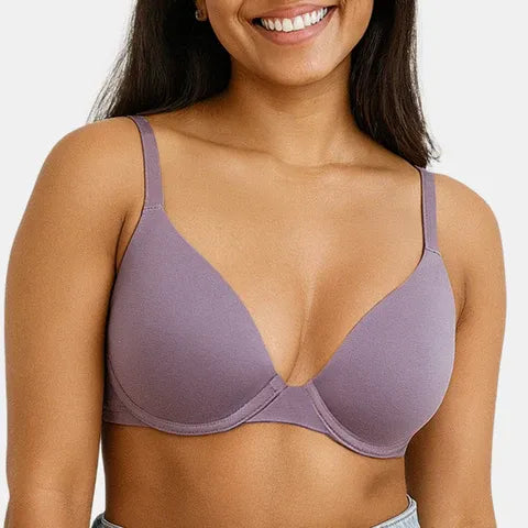 Padded wired demi cup bra for women in light purple pack of 2 with flattering 3/4th coverage design