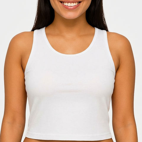 Envie Regular Fit U Neck Short Length Camisole Tank Top - NVC3033 (White)