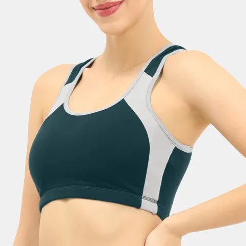 Non-wired padded sports bra for women with comfortable full coverage