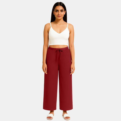 Envie Regular Fit Wide Leg Baggy Pant – NVTP8017 (Dark Maroon)