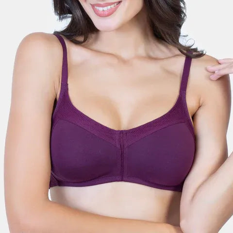 Soft plum T-shirt bra Envie cotton spandex non padded comfortable bra for women
