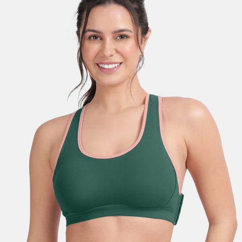 Envie Padded Non-Wired Full Coverage Sports Bra - NVB1050 (Green Pink)
