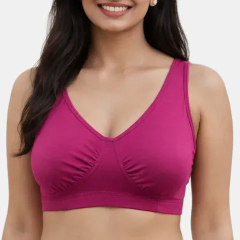 Envie sleeping bra non padded non wired full coverage NVB1022 dark maroon soft cotton comfort night bra for women