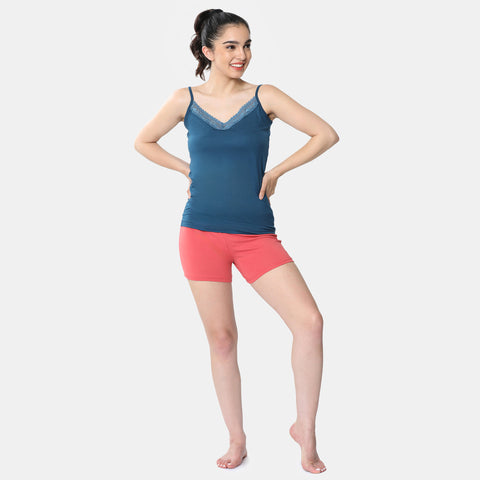 Envie Regular Fit V-Neck Short Length Lace Camisole - NVC3030 (Blue)