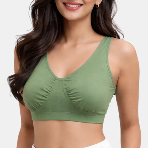 Envie Non-Padded Non-Wired Full Coverage Sleeping Bra - NVB1022 (Fair Green)