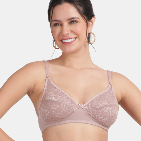 Envie Non-Padded Non-Wired 3/4th Coverage Lace Bra - NVB1133 (Mauve Mist)