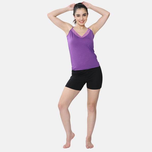 Envie Regular Fit V-Neck Short Length Lace Camisole - NVC3030 (Purple)