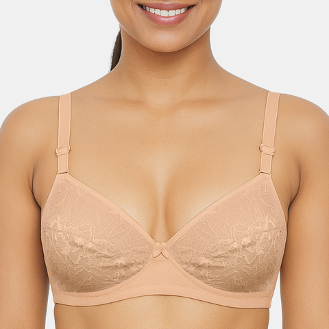 Envie Non-Padded Non-Wired 3/4th Coverage Lace Bra - NVB1133 (Skin)