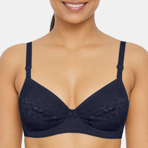 Envie Non-Padded Non-Wired 3/4th Coverage Lace Bra - NVB1133 (Navy)