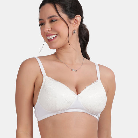 Envie Padded Non-Wired 3/4th Coverage Lace Bra - NVB1130 (White)